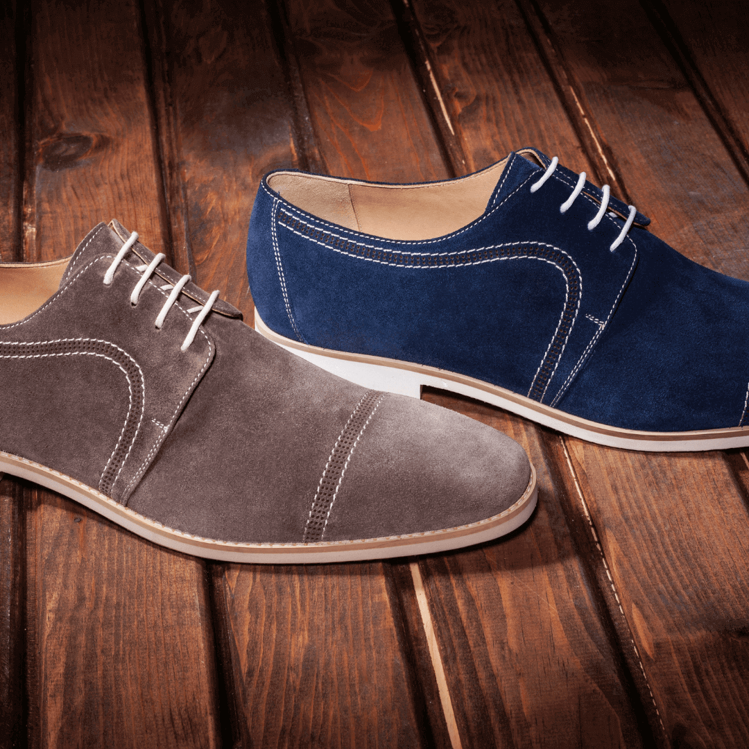 Taking care of suede dress shoes is important for long-term beauty. Whether it be blue suede boots for men or blue suede loafers for women. Give them a brush to keep them pristine.