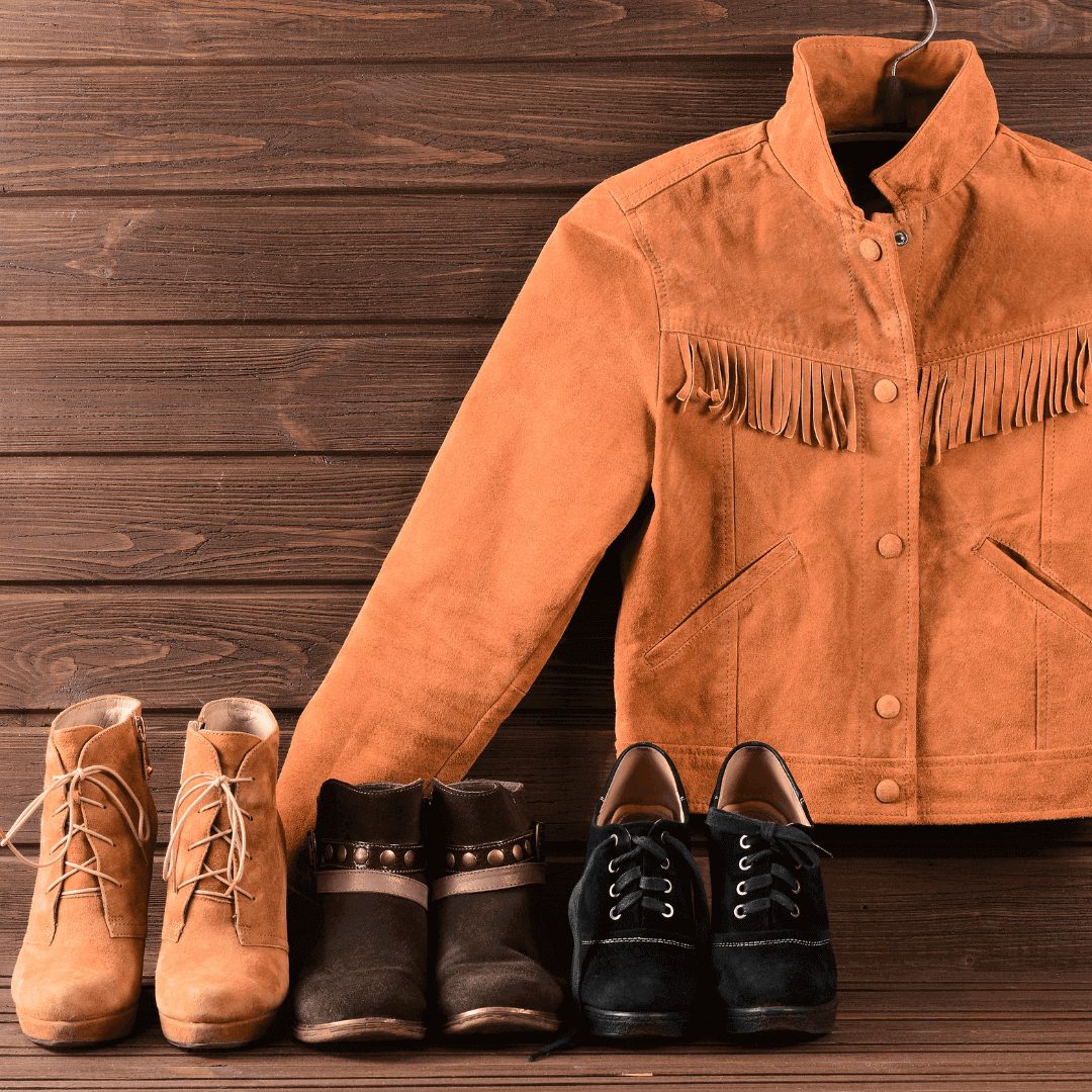 Ladies suede biker jacket, suede boots need a little care and a good brush regularly to keep them looking and feeling velvety and soft.