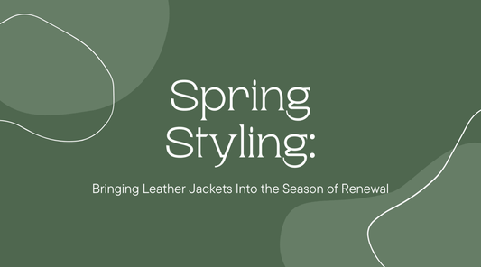 Spring outfit leather jacket styling for the season of renewal with graphic design elements.