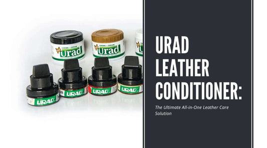 Urad Leather Conditioner products displayed, teaching how to condition leather effectively.