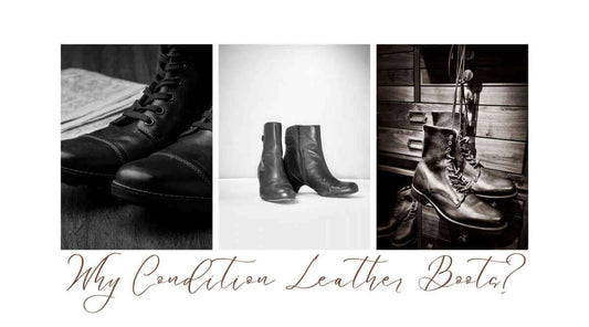 collage of stylish leather boots highlighting the importance of how to condition leather boots