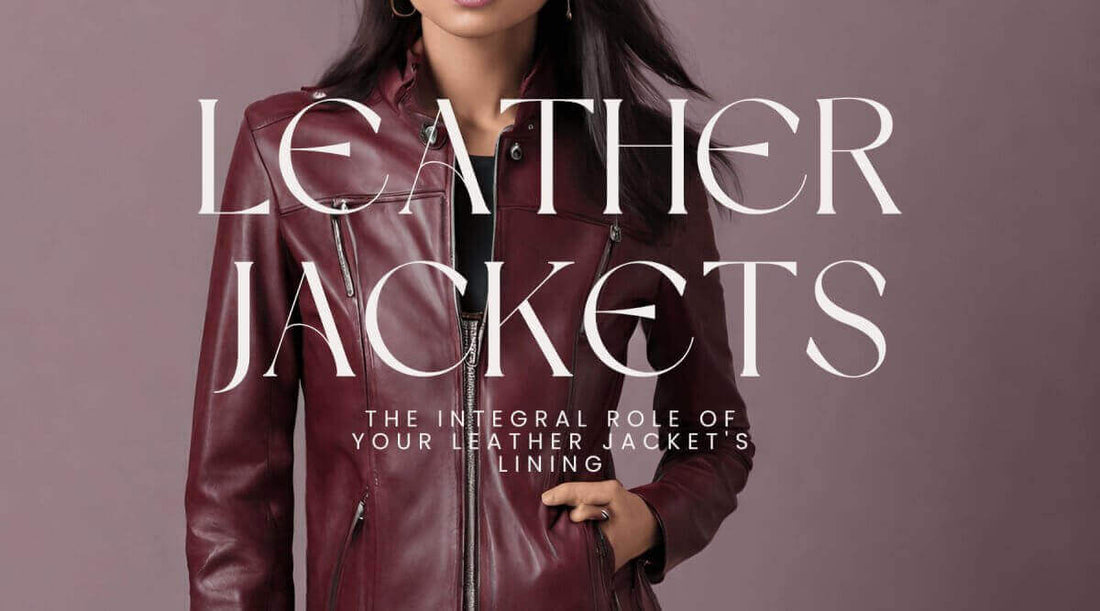 Woman in a maroon leather jacket discussing benefits of leather jacket lining.
