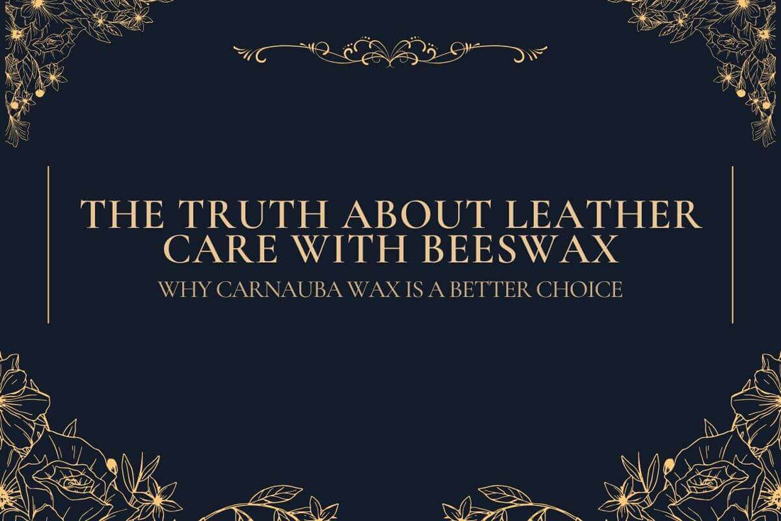 Article title on leather maintenance tips featuring beeswax and carnauba wax benefits.